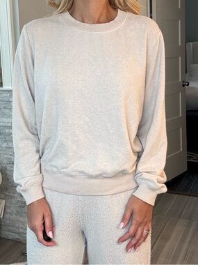 Z Supply Plush Cozy Knit crew Sweatshirt Cream Lounge Pullover Medium